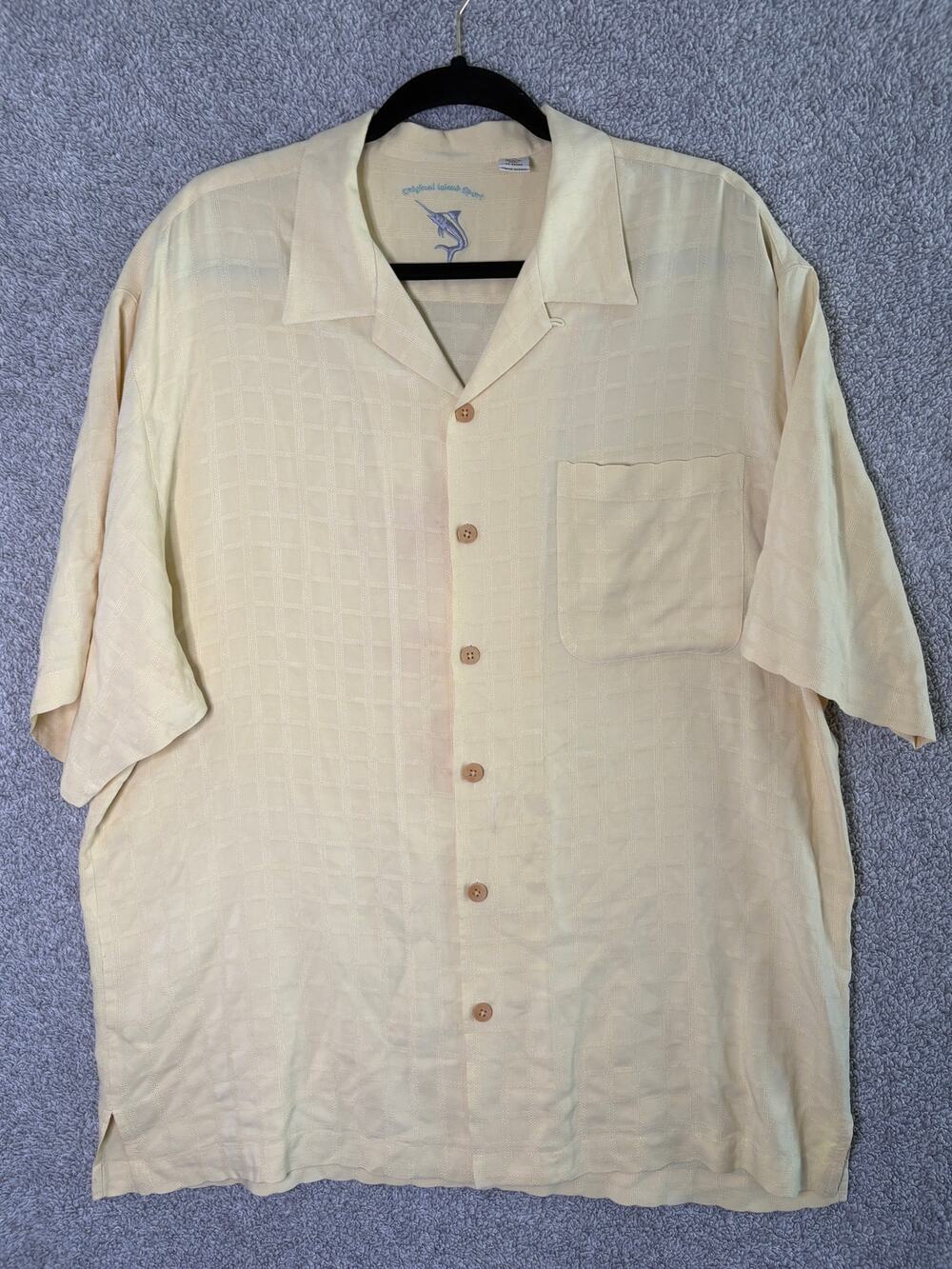 Original Island Sport Men's L 100% Silk Marlin Camp Shirt